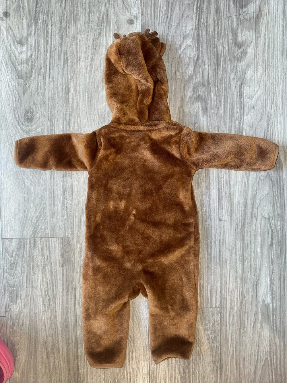 Carter's Plush Brown Hooded Zip-Up Romper